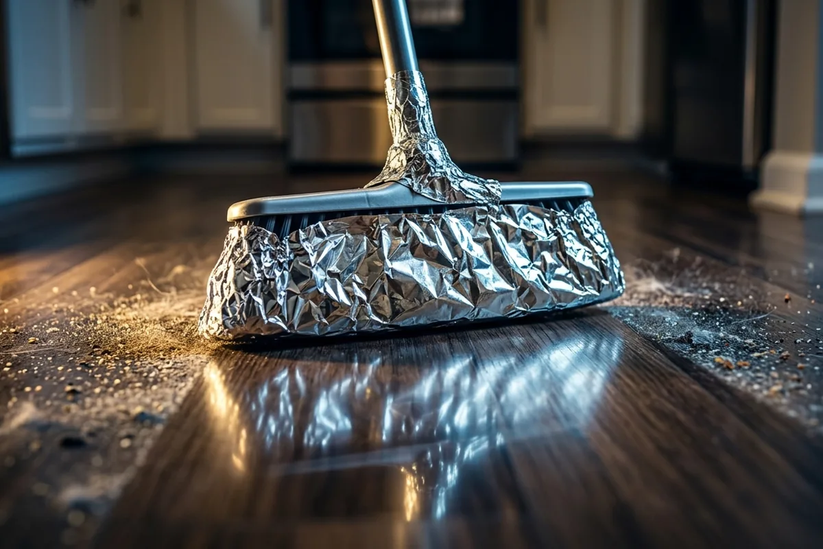 Když podlaha „nikdy není úplně čistá“: jednoduchý trik s alobalem, který mění obyčejné zametání
