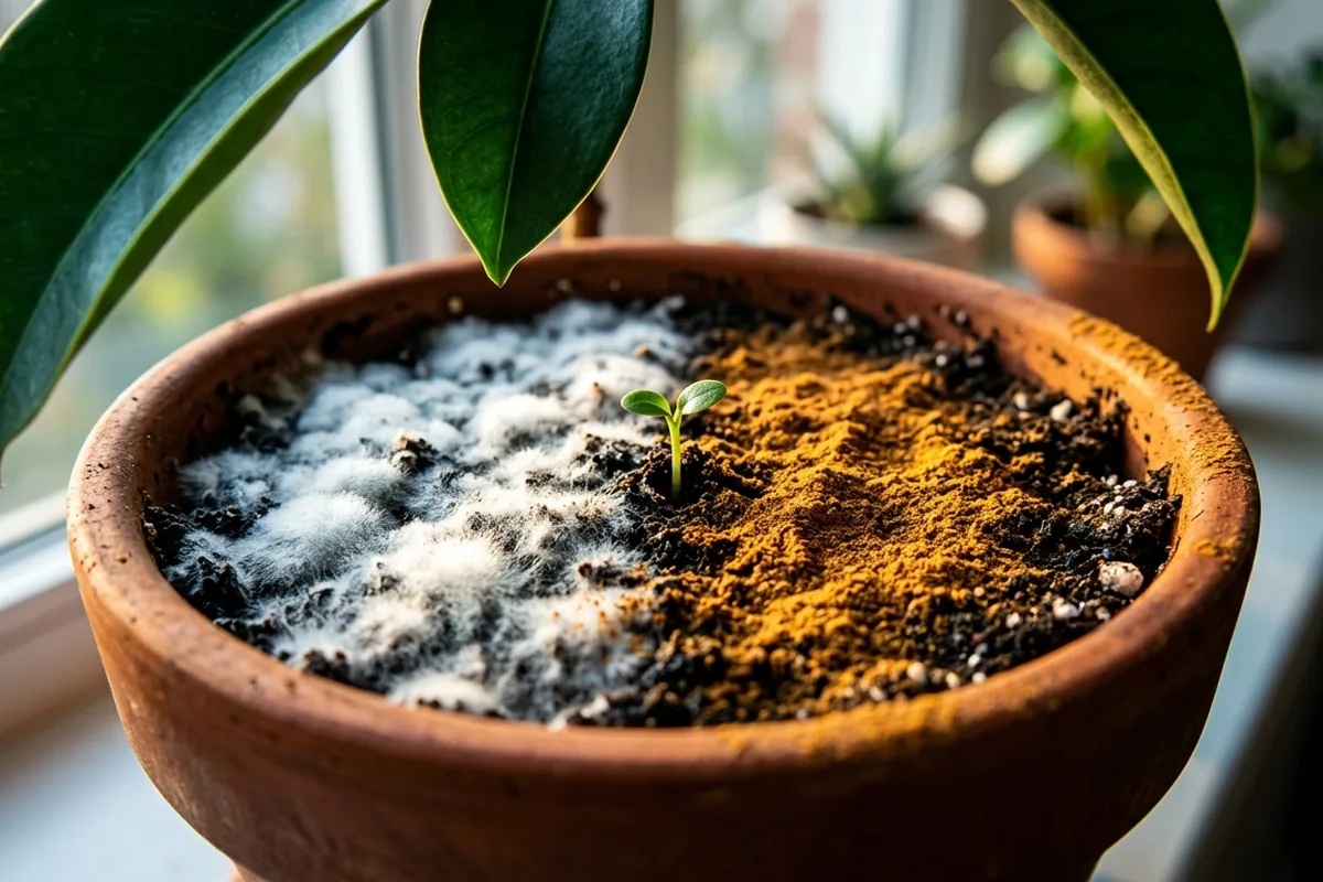 Bílá vrstva v zemině pokojové rostliny: Rozpoznat nebezpečnou plíseň a zničit ji skořicí